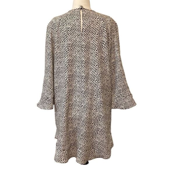 NWT Zara Women's Black Mix Printed Tunic Mini Dress Fluted Sleeve M - Picture 5 of 14